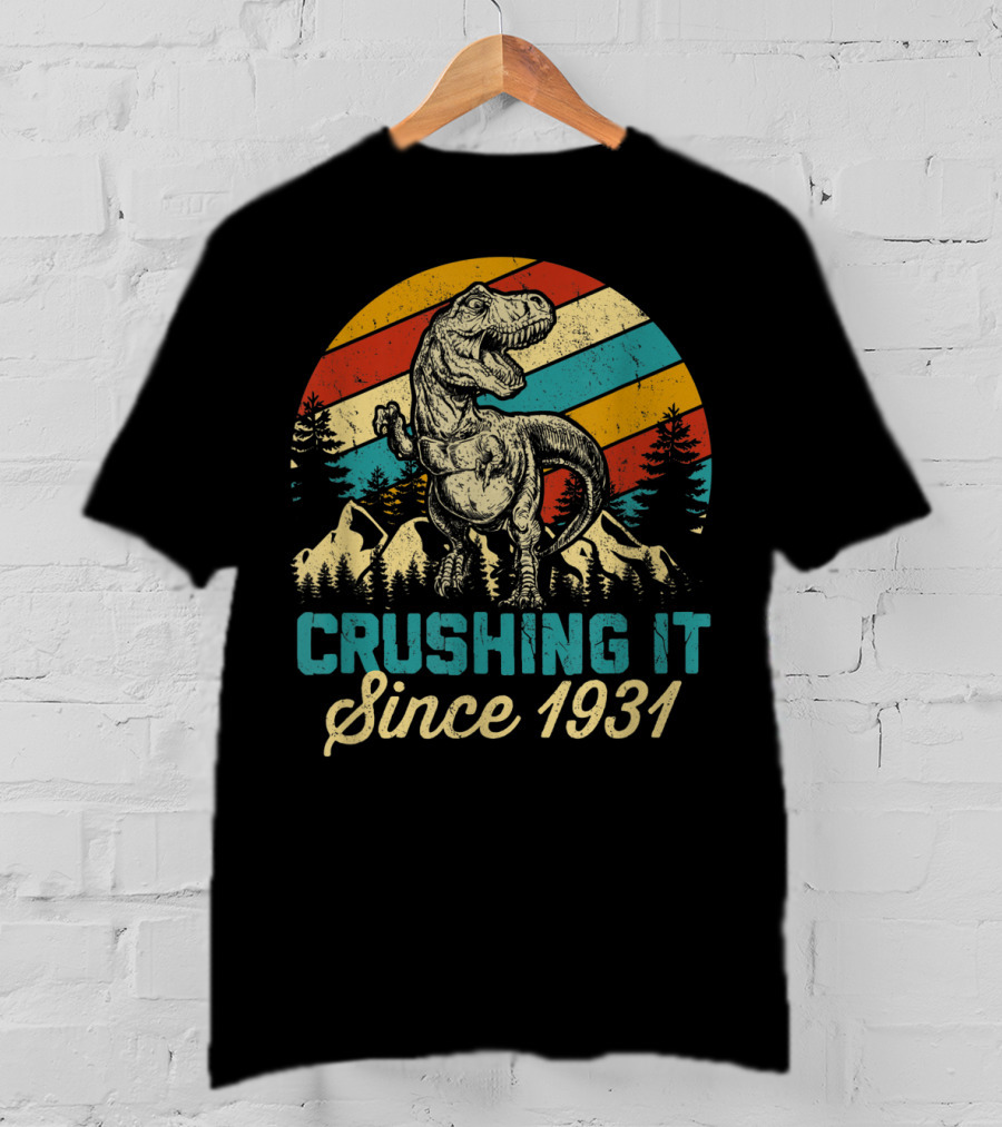 Crushing It Since 1931 Dinosaur 89Th Years Old Birthday Boy T-Shirt