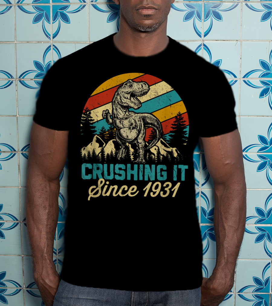 Crushing It Since 1931 Dinosaur 89Th Years Old Birthday Boy T-Shirt