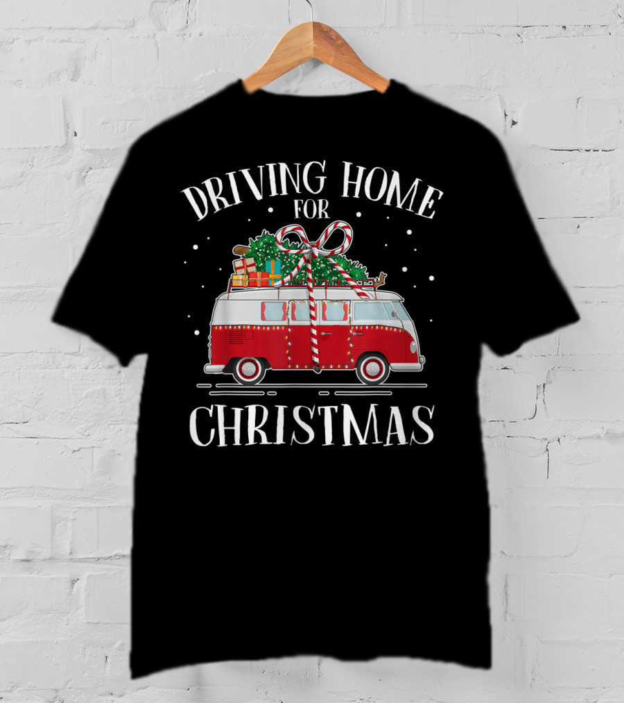 Driving Home For Christmas Red Van With Gifts And Snowflakes T-Shirt