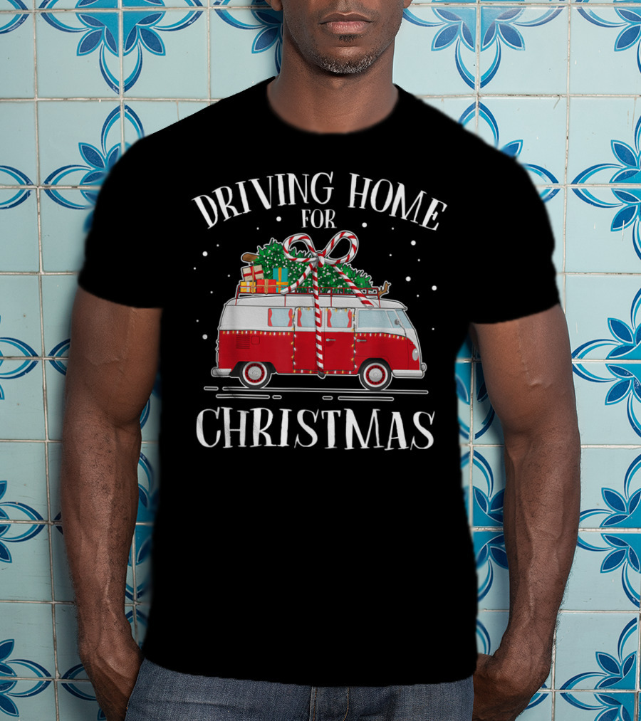 Driving Home For Christmas Red Van With Gifts And Snowflakes T-Shirt