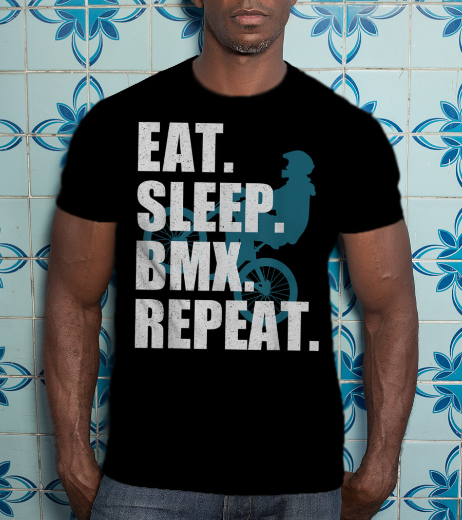 Eat Sleep BMX Repeat Funny Vintage BMX Rider T-Shirt