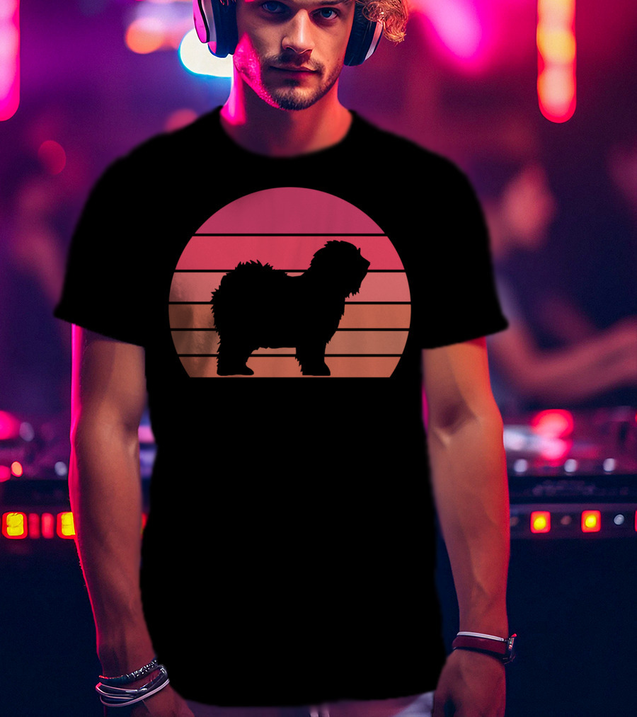 English Sheepdog Cool Vintage Sunset T-Shirt