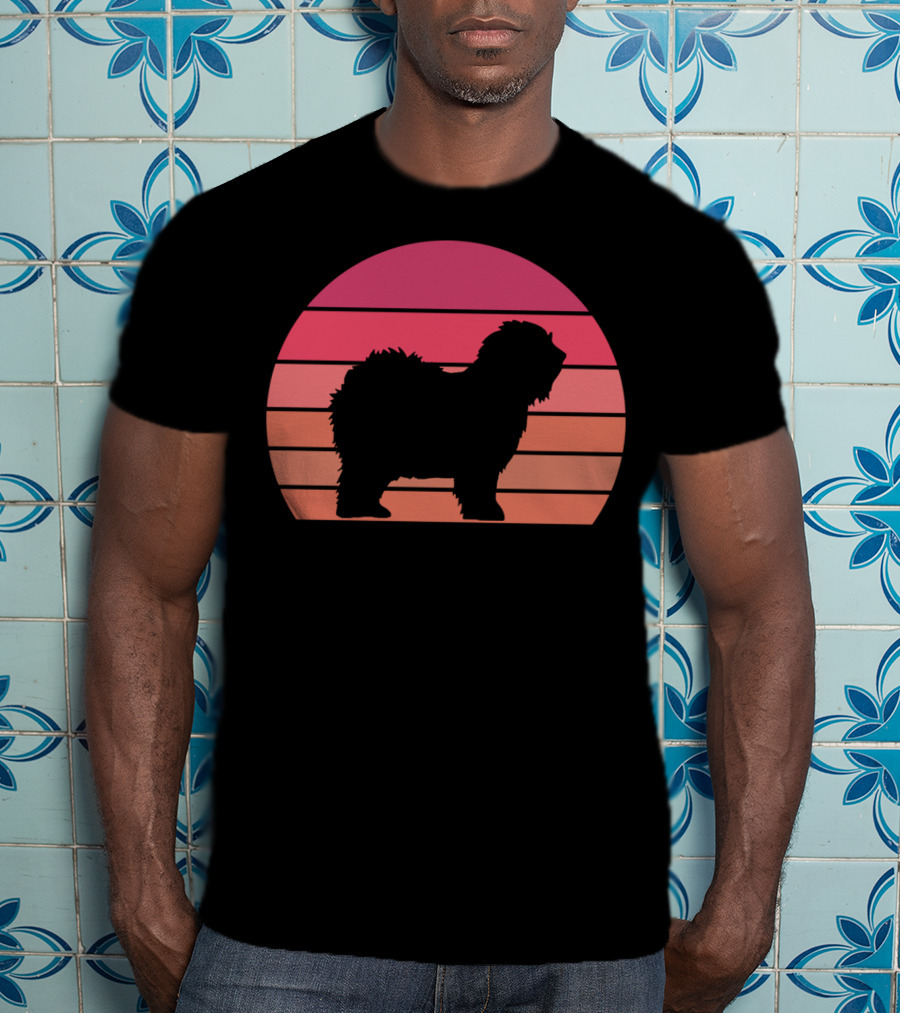 English Sheepdog Cool Vintage Sunset T-Shirt