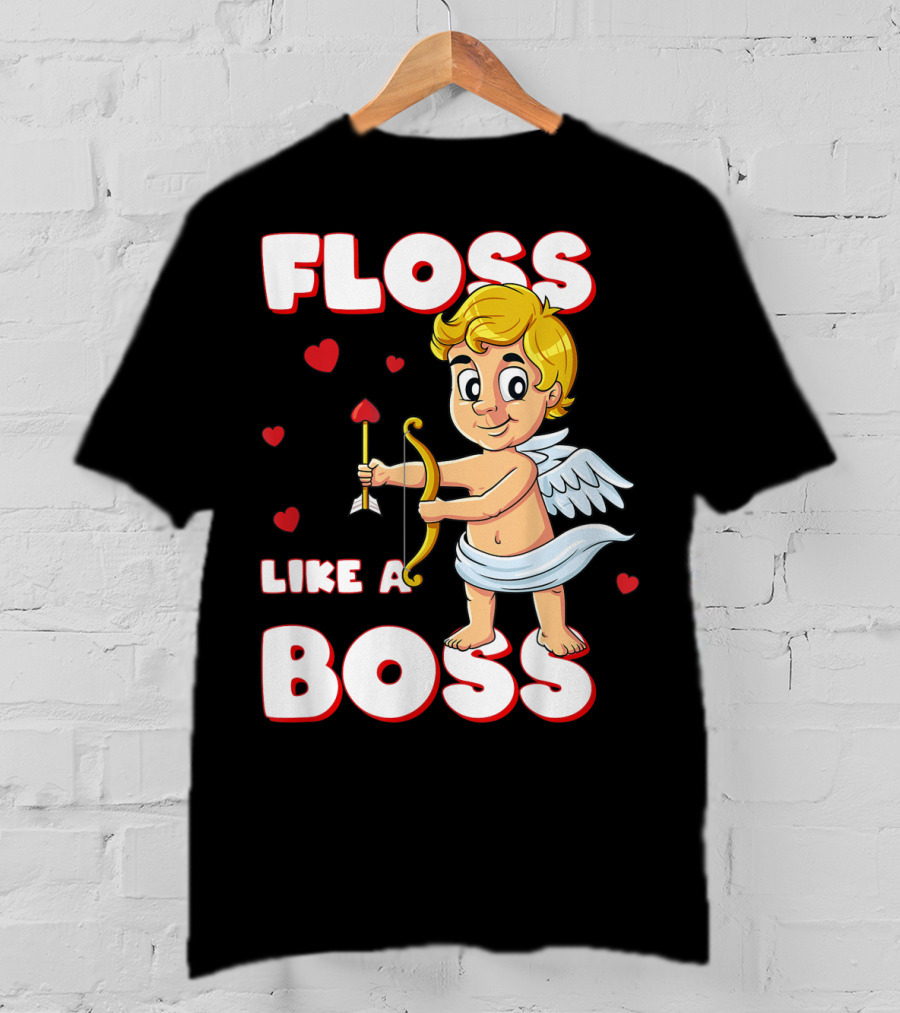Floss Like A Boss Cupid Valentine's Day Bow Arrow Hearts T-Shirt