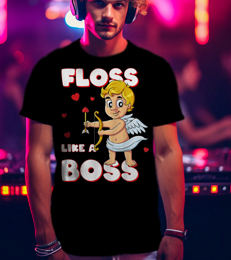 Floss Like A Boss Cupid Valentine's Day Bow Arrow Hearts T-Shirt