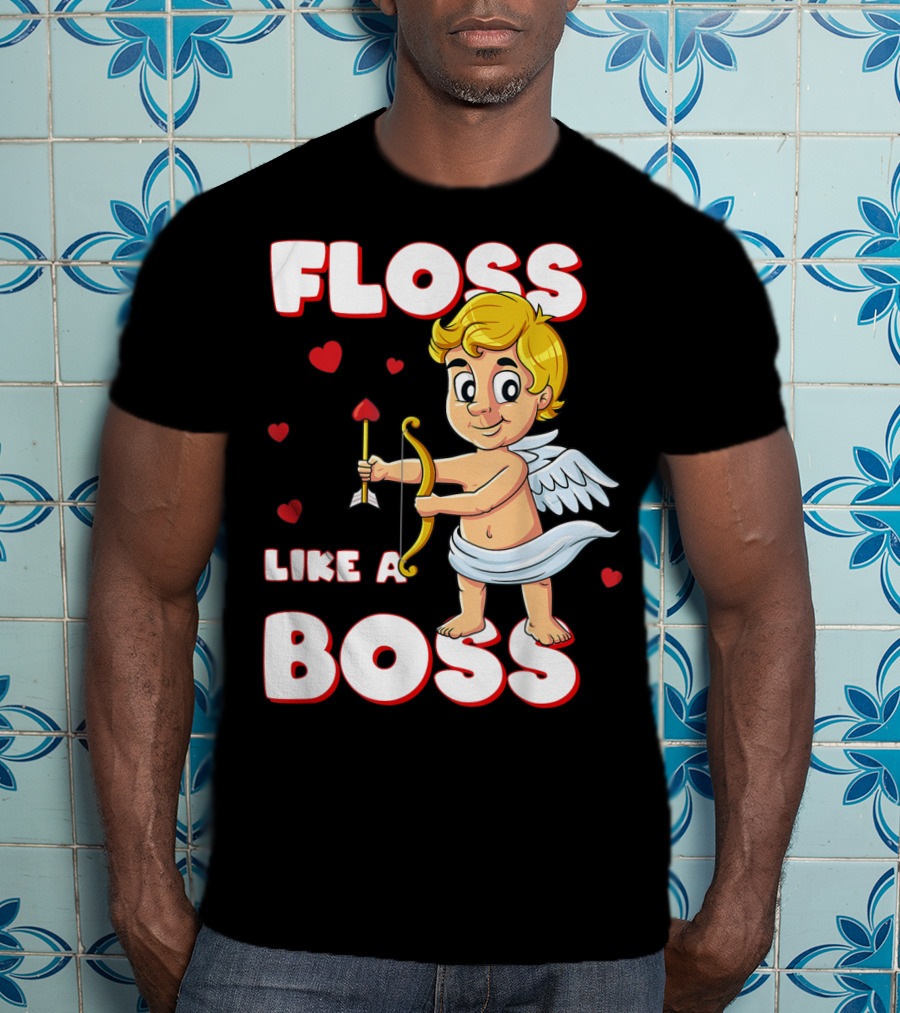 Floss Like A Boss Cupid Valentine's Day Bow Arrow Hearts T-Shirt