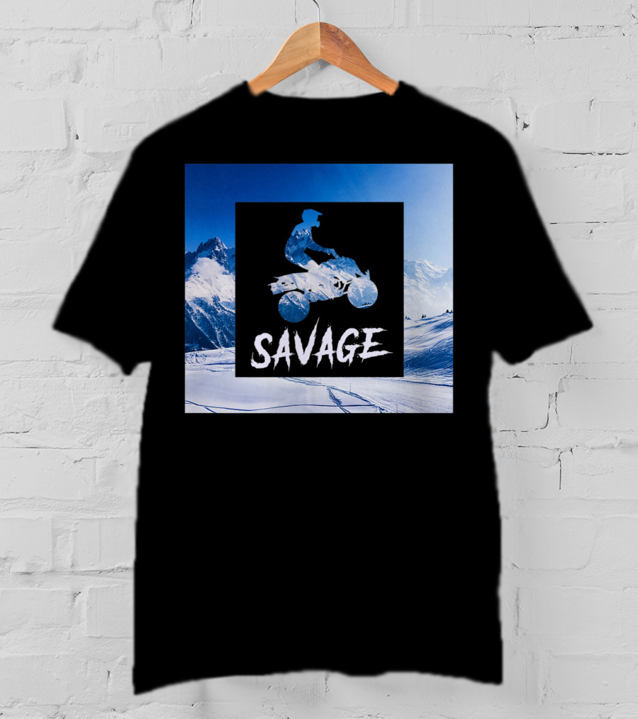 Savage Quad Bike Adventure 4Wheeler ATV In Snowy Mountains T-Shirt