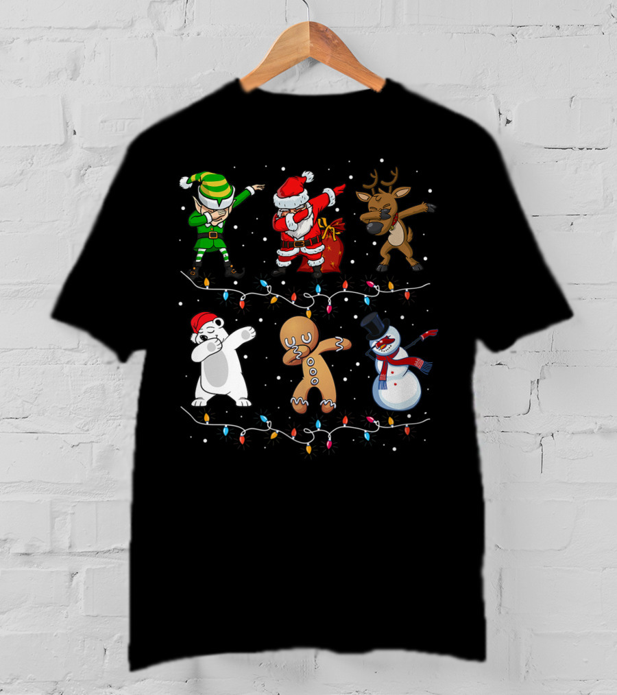 Funny Dabbing Santa Elf Reindeer Polar Bear Gingerbread Snowman T-Shirt