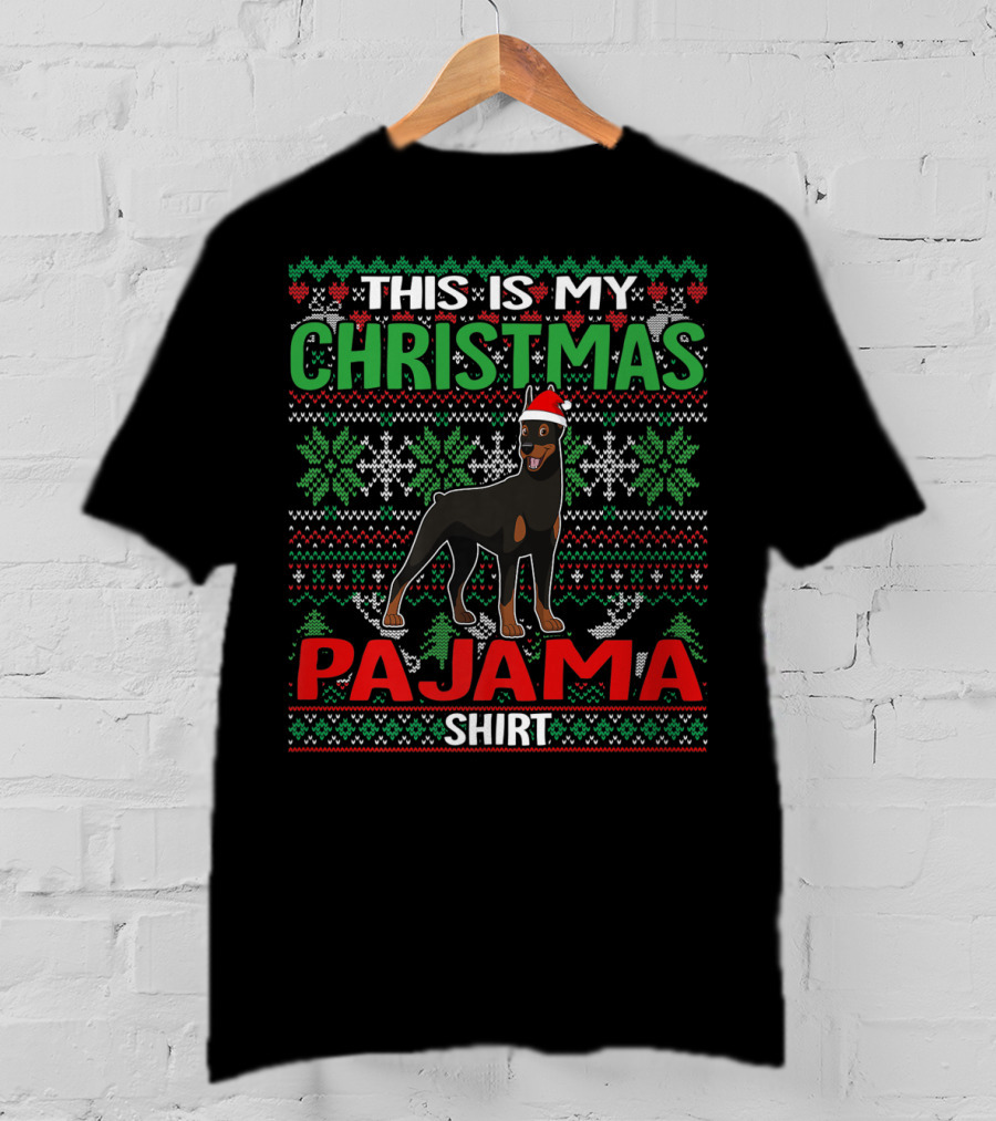 This Is My Christmas Pajama Shirt Doberman Dog Lover Holiday T-Shirt