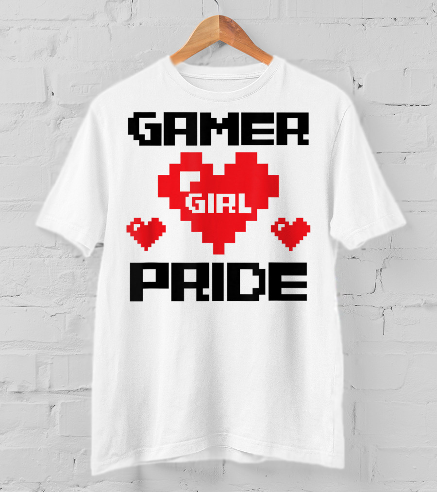 Gamer Girl Pride Pixel Heart Cute Female Gaming T-Shirt