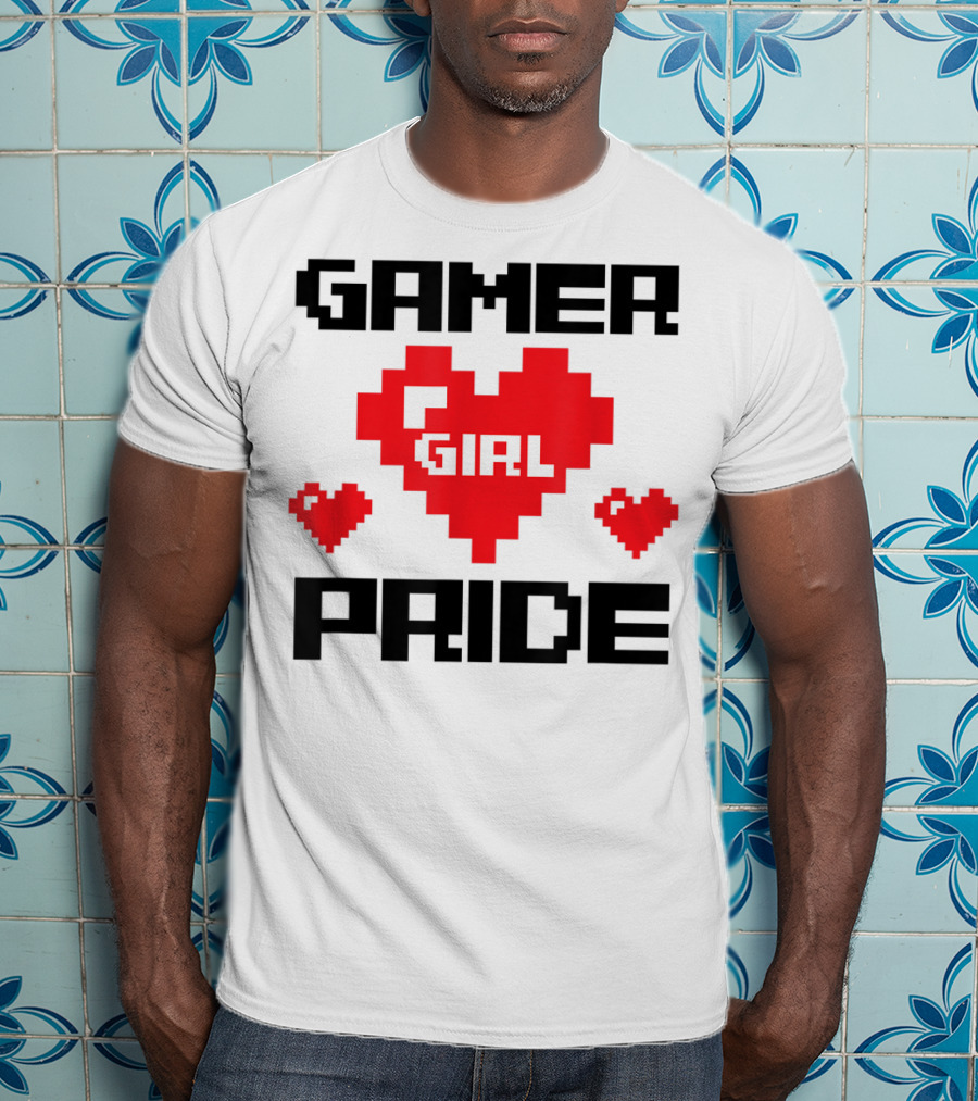 Gamer Girl Pride Pixel Heart Cute Female Gaming T-Shirt