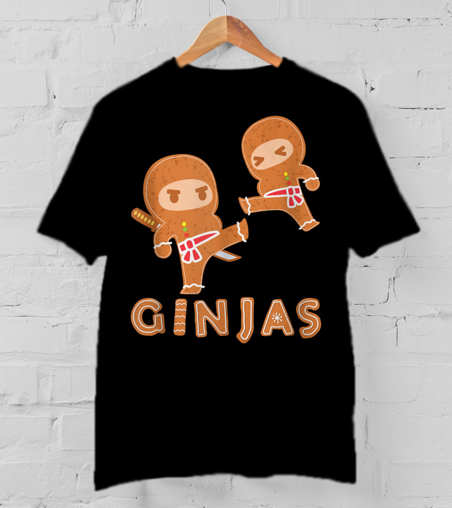 Ginjas Gingerbread Ninja Character Kung Fu Kicks T-Shirt