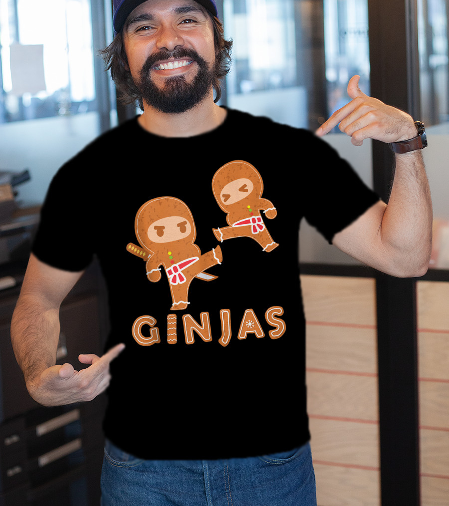 Ginjas Gingerbread Ninja Character Kung Fu Kicks T-Shirt