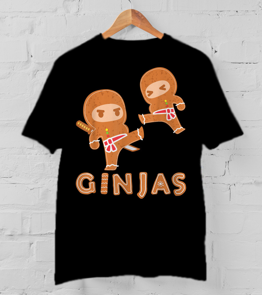 Ginjas Gingerbread Ninjas Fun Cookie Martial Arts Characters T-Shirt