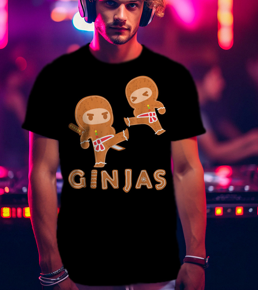 Ginjas Gingerbread Ninjas Fun Cookie Martial Arts Characters T-Shirt