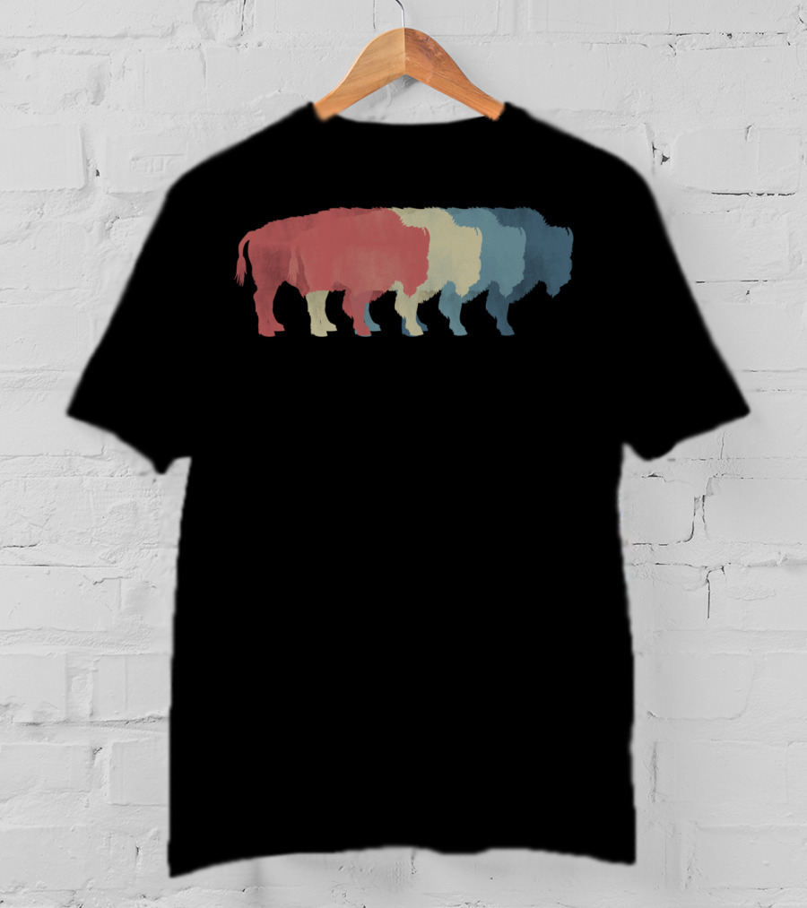 Save Buffalo Bison Colorful Silhouette Graphic 365 T-Shirt
