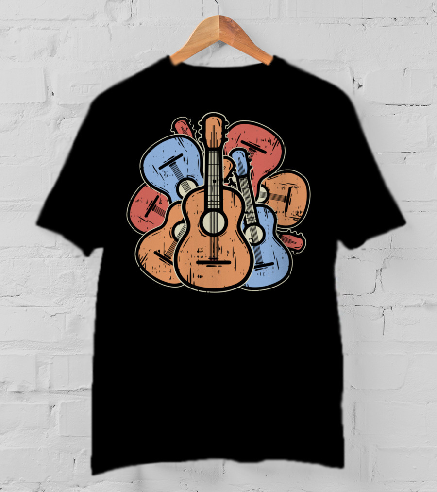 Colorful Guitars And Ukuleles Funny Guitarist Musician T-Shirt