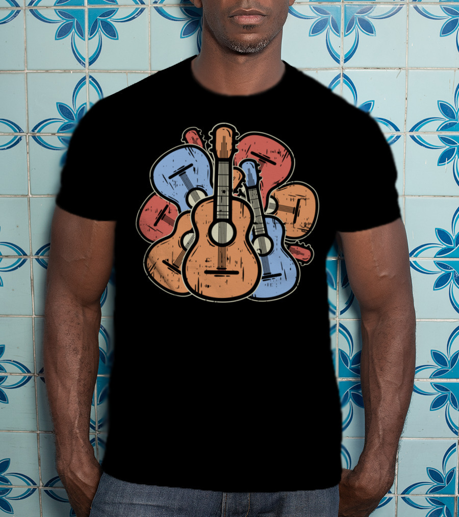Colorful Guitars And Ukuleles Funny Guitarist Musician T-Shirt