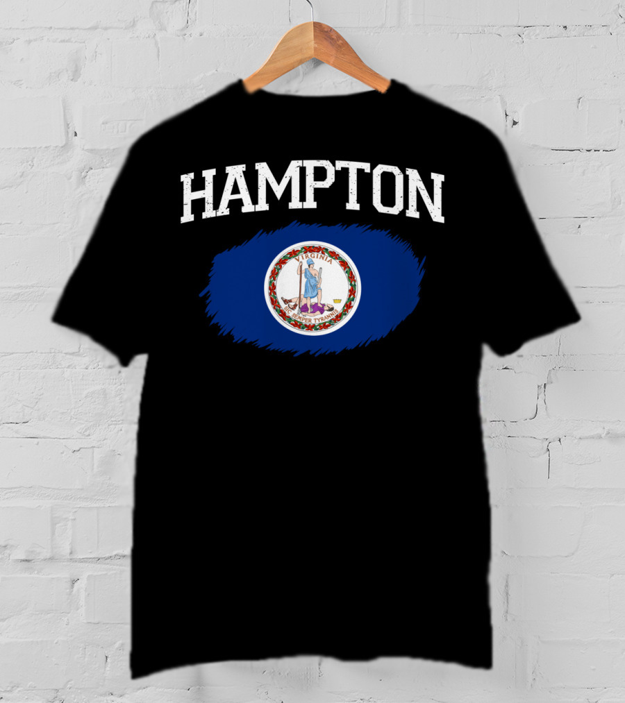 Hampton Virginia State Flag Vintage USA Sports T-Shirt