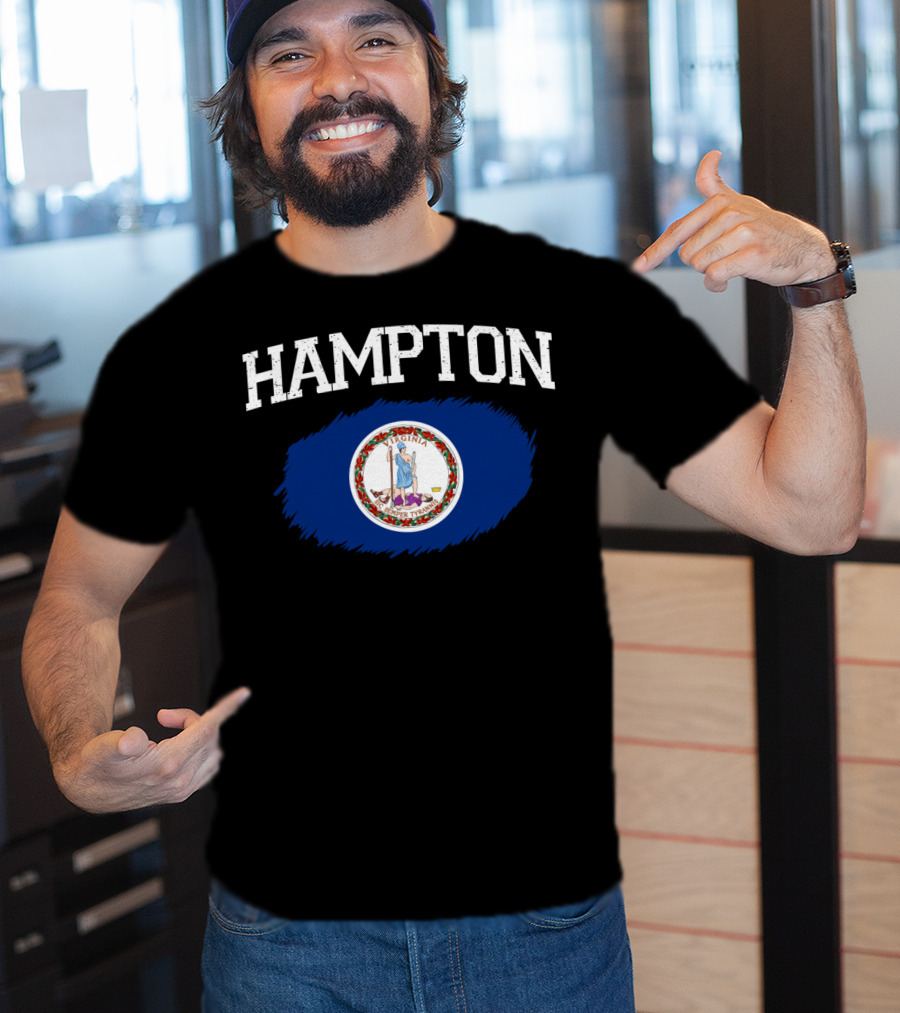 Hampton Virginia State Flag Vintage USA Sports T-Shirt