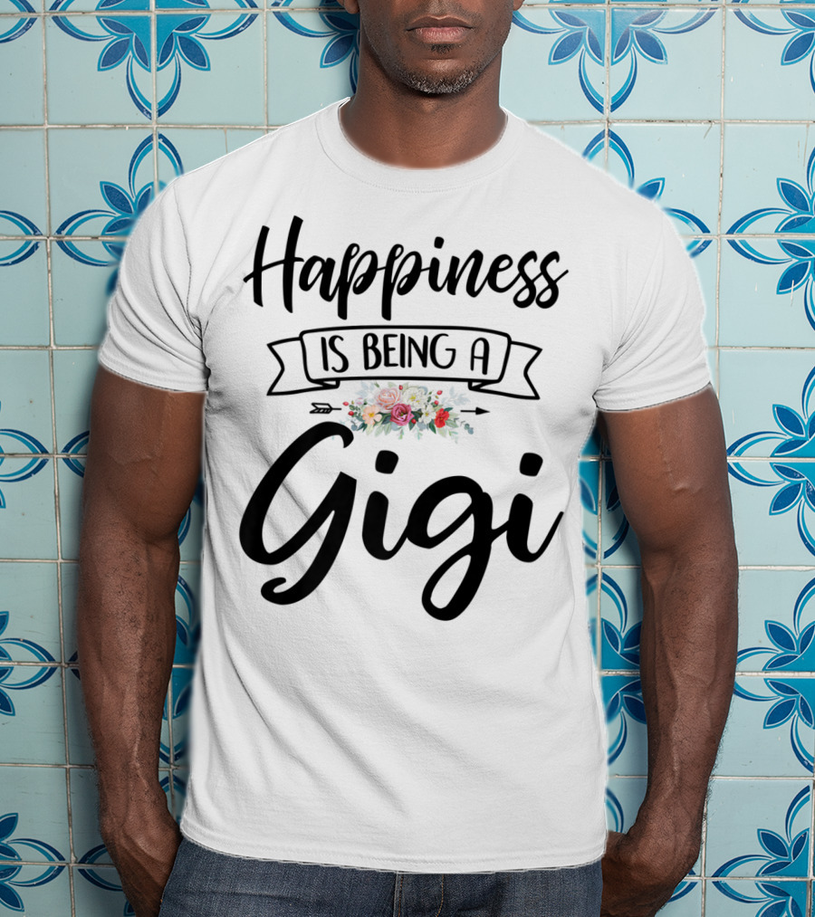 Happiness Is Being A Gigi Mother's Day Floral Wreath T-Shirt