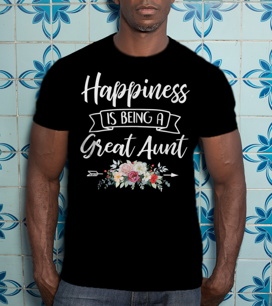 Happiness Is Being A Great Aunt Floral Arrow T-Shirt