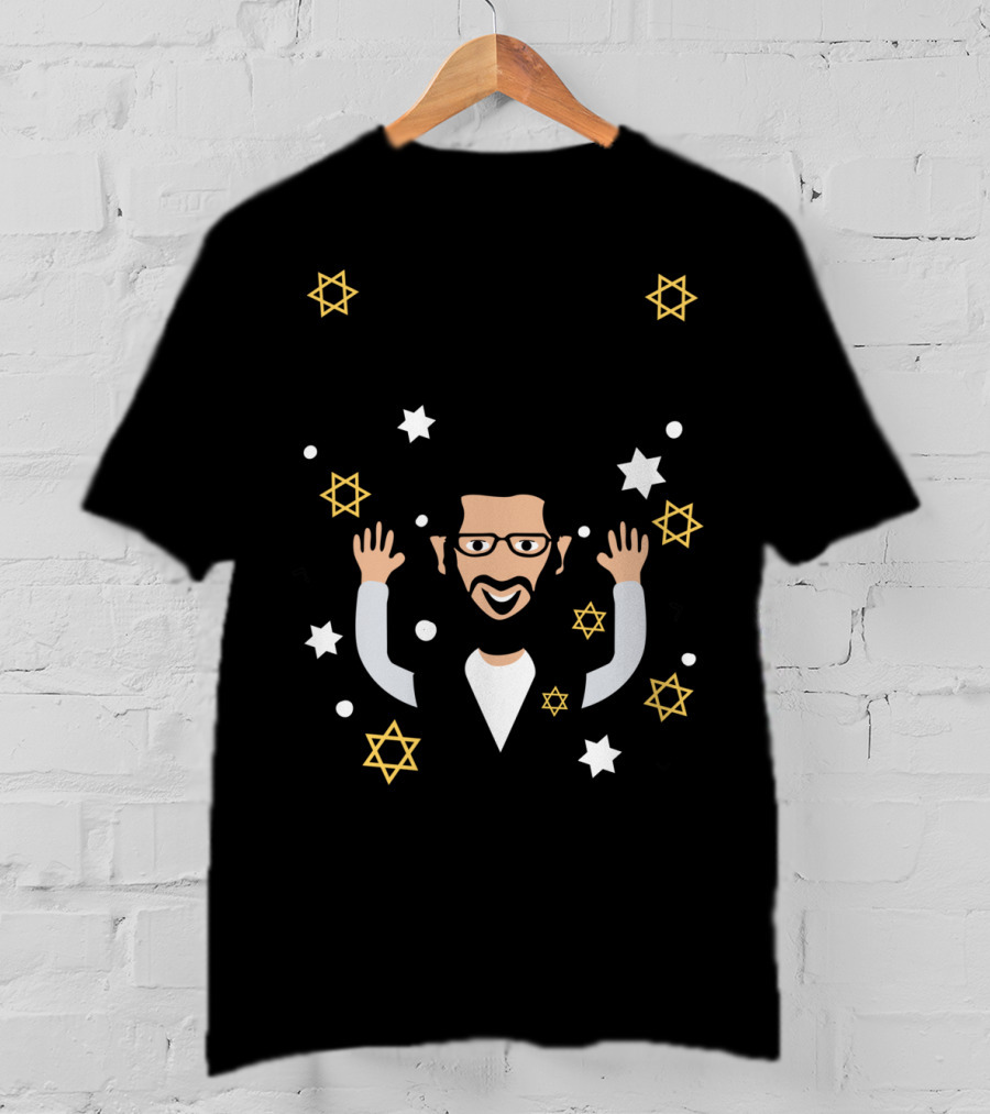 Happy Challah Days Hanukkah Chanukah Menorah Stars Dreidel Rabbi T-Shirt