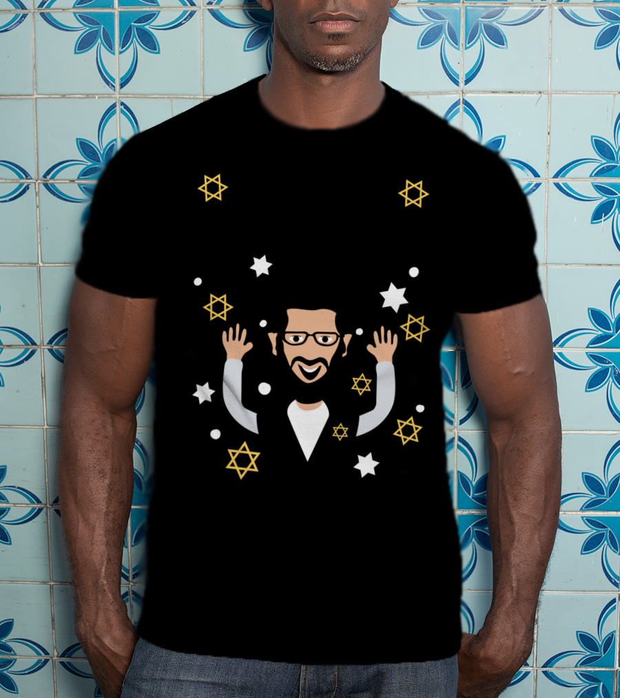 Happy Challah Days Hanukkah Chanukah Menorah Stars Dreidel Rabbi T-Shirt