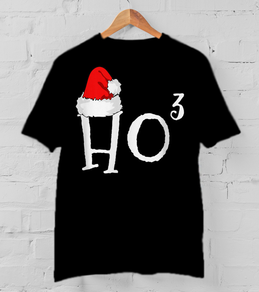 Ho3 Cubed Santa Hat Christmas Hohoho Math Teacher T-Shirt