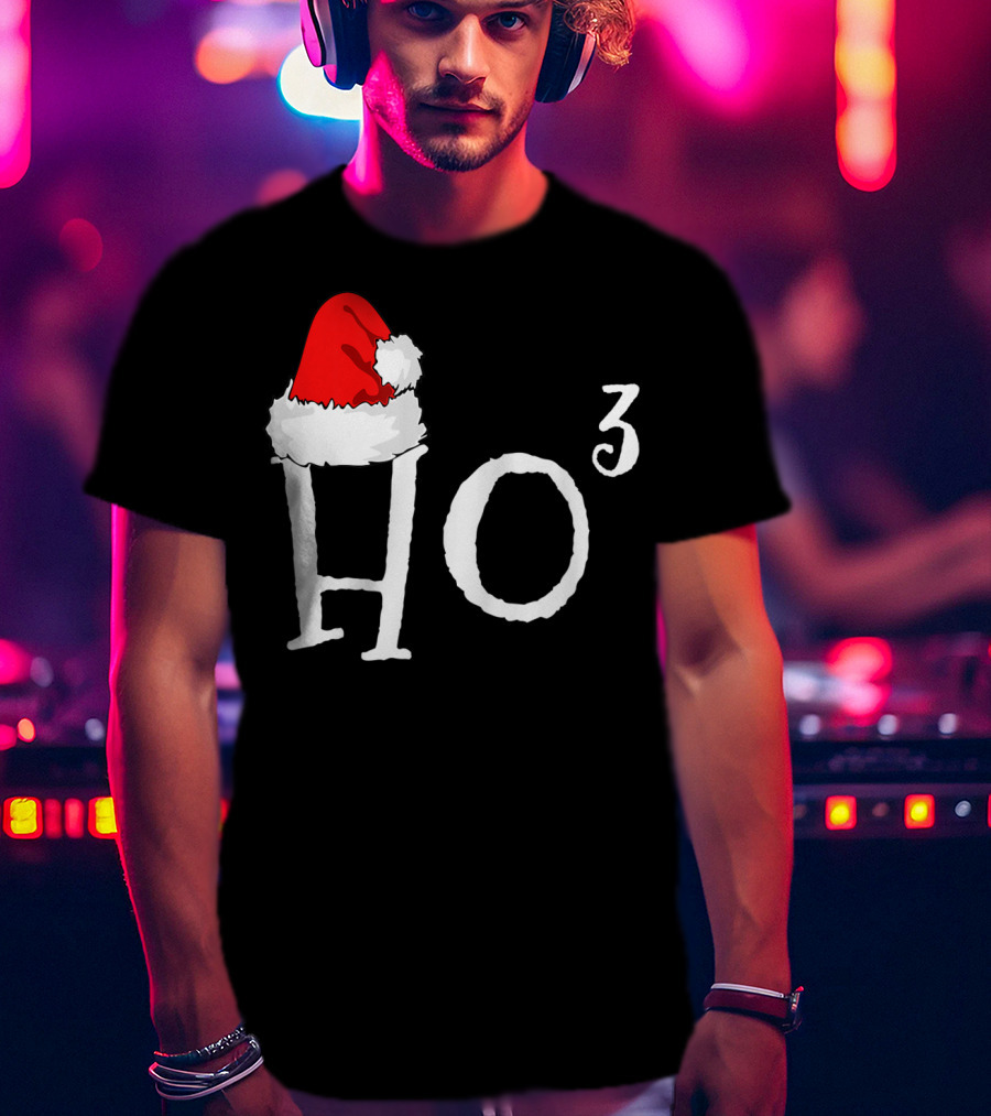 Ho3 Cubed Santa Hat Christmas Hohoho Math Teacher T-Shirt