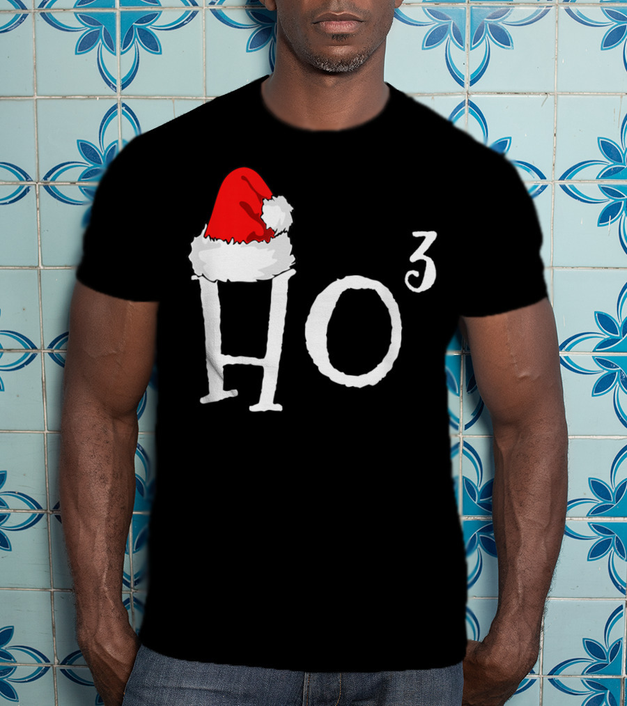 Ho3 Cubed Santa Hat Christmas Hohoho Math Teacher T-Shirt