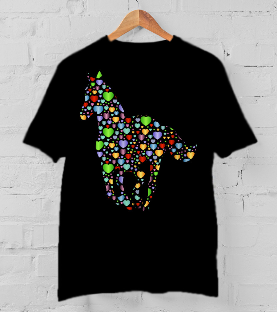 Horse Lover Equestrian Hearts Multicolored T-Shirt