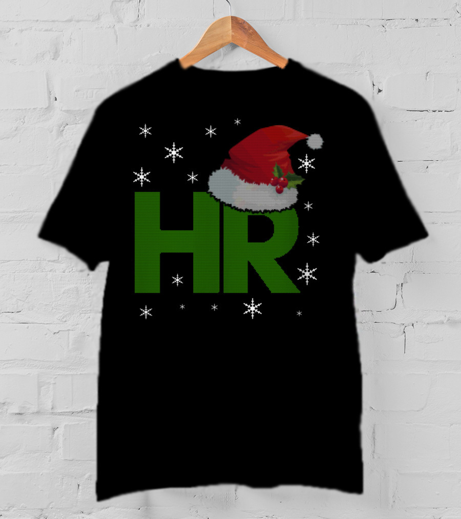 HR Santa Hat Human Resources Festive Christmas Snowflakes T-Shirt
