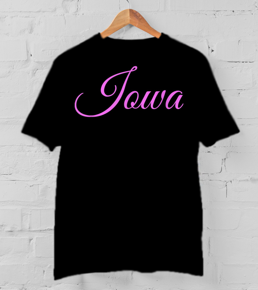 Iowa Pink Script Font T-Shirt