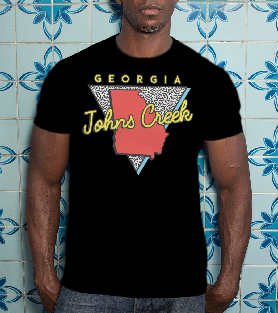 Johns Creek Georgia Retro Souvenir Design With Map T-Shirt