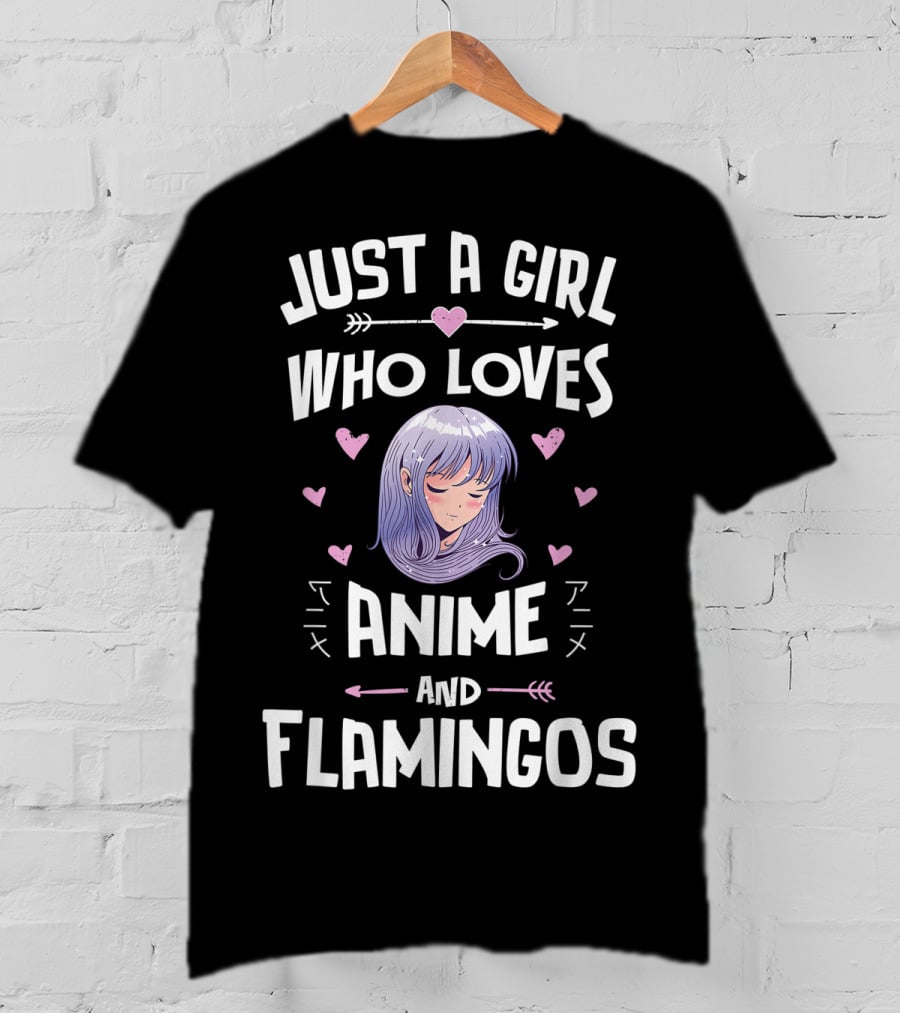 Just A Girl Who Loves Anime And Flamingos Anime Flamingo Heart T-Shirt