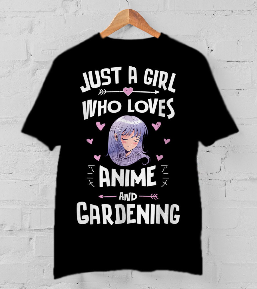 Just A Girl Who Loves Anime And Gardening Anime Aesthetic With Hearts And Arrows T-Shirt