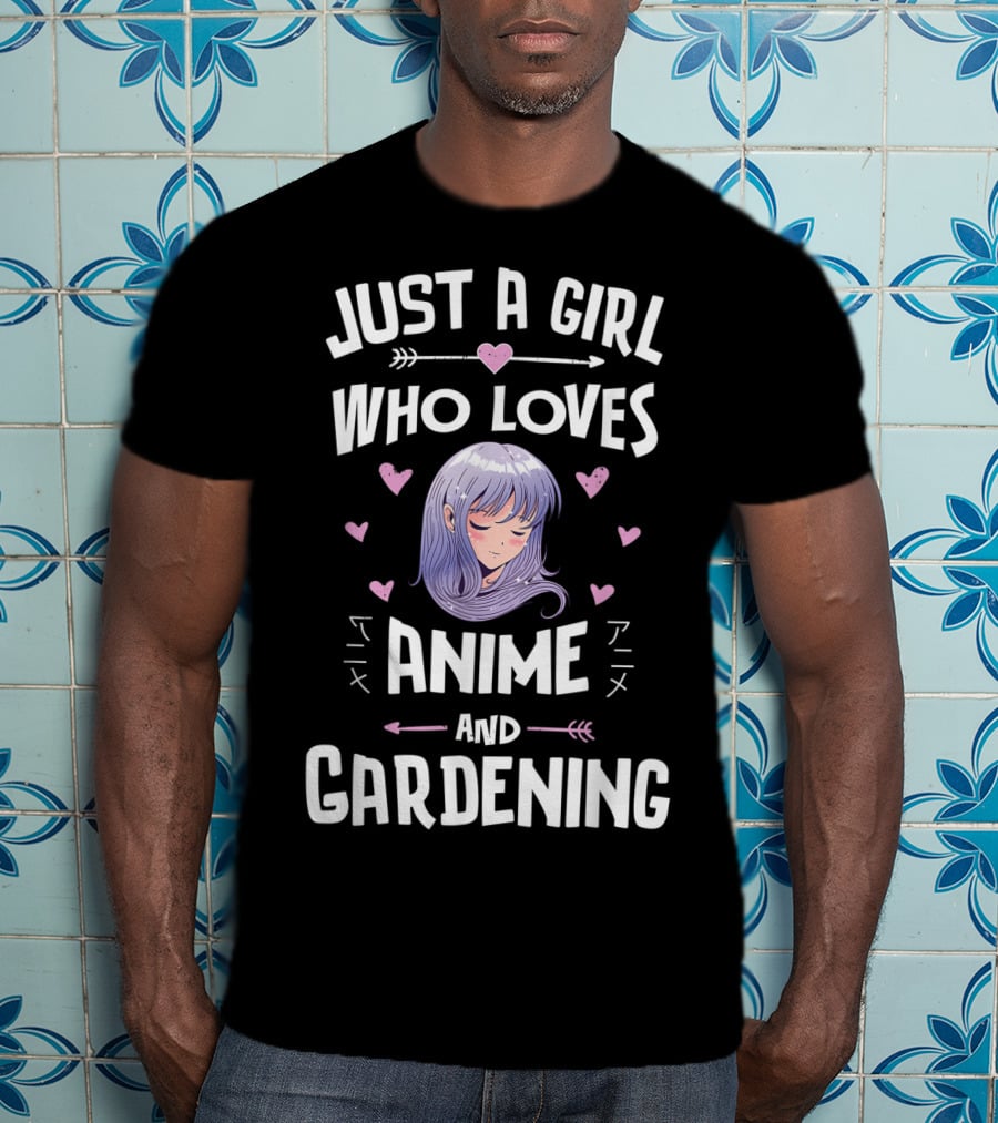 Just A Girl Who Loves Anime And Gardening Anime Aesthetic With Hearts And Arrows T-Shirt