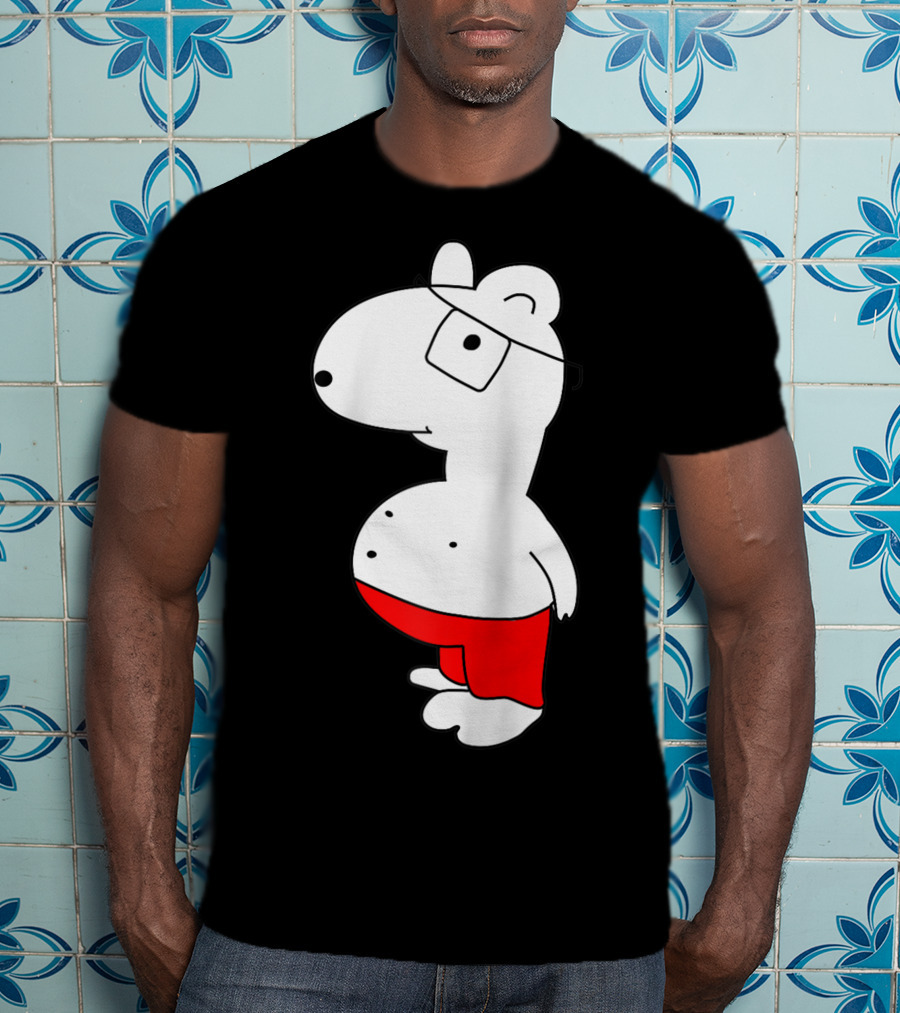 Marcuskun Bear Character With Glasses And Red Shorts T-Shirt