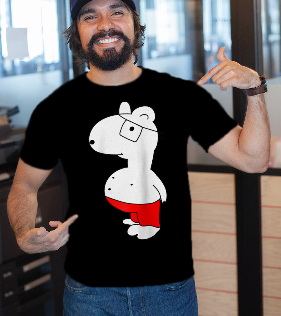 Marcuskun Bear Character With Glasses And Red Shorts T-Shirt