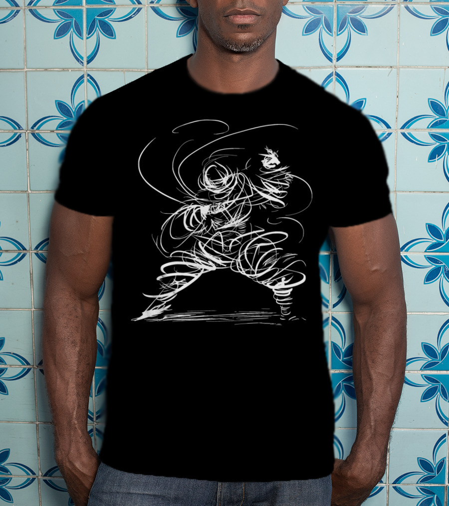 Martialarts Fighter Sorcerer Figure Line Drawing T-Shirt