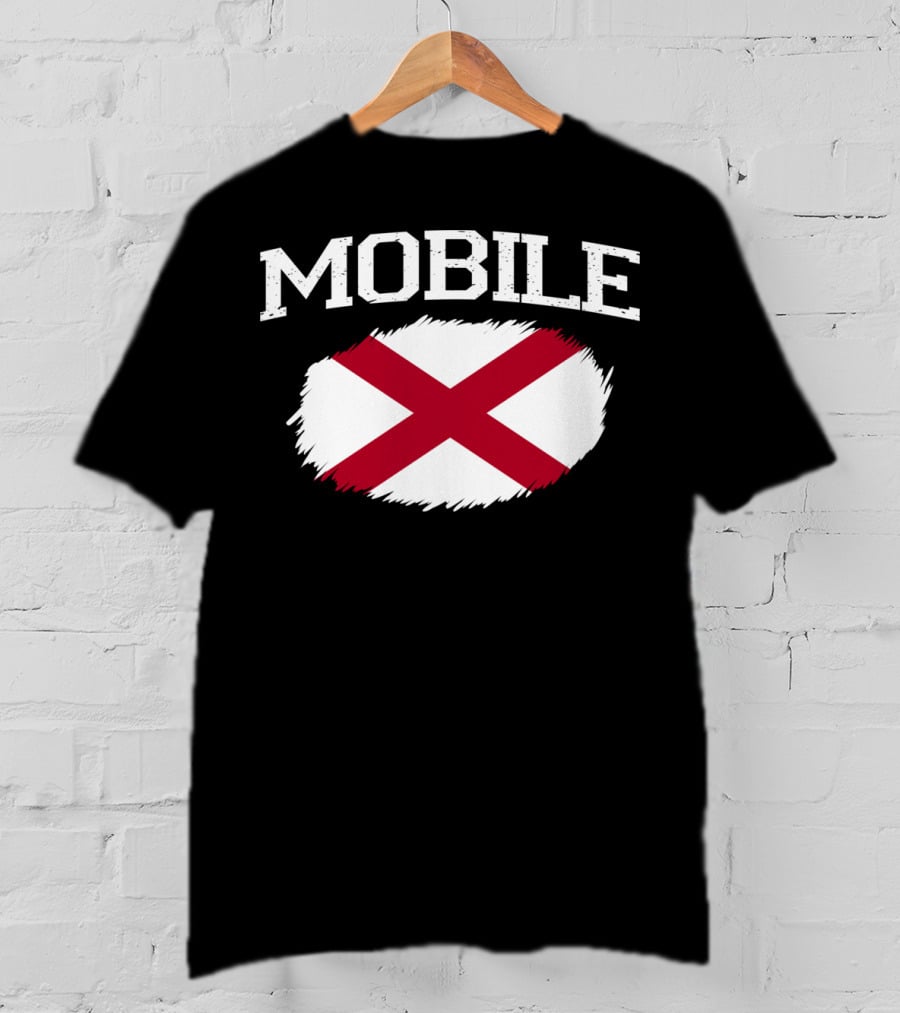 Mobile Alabama Flag Vintage USA Sports T-Shirt