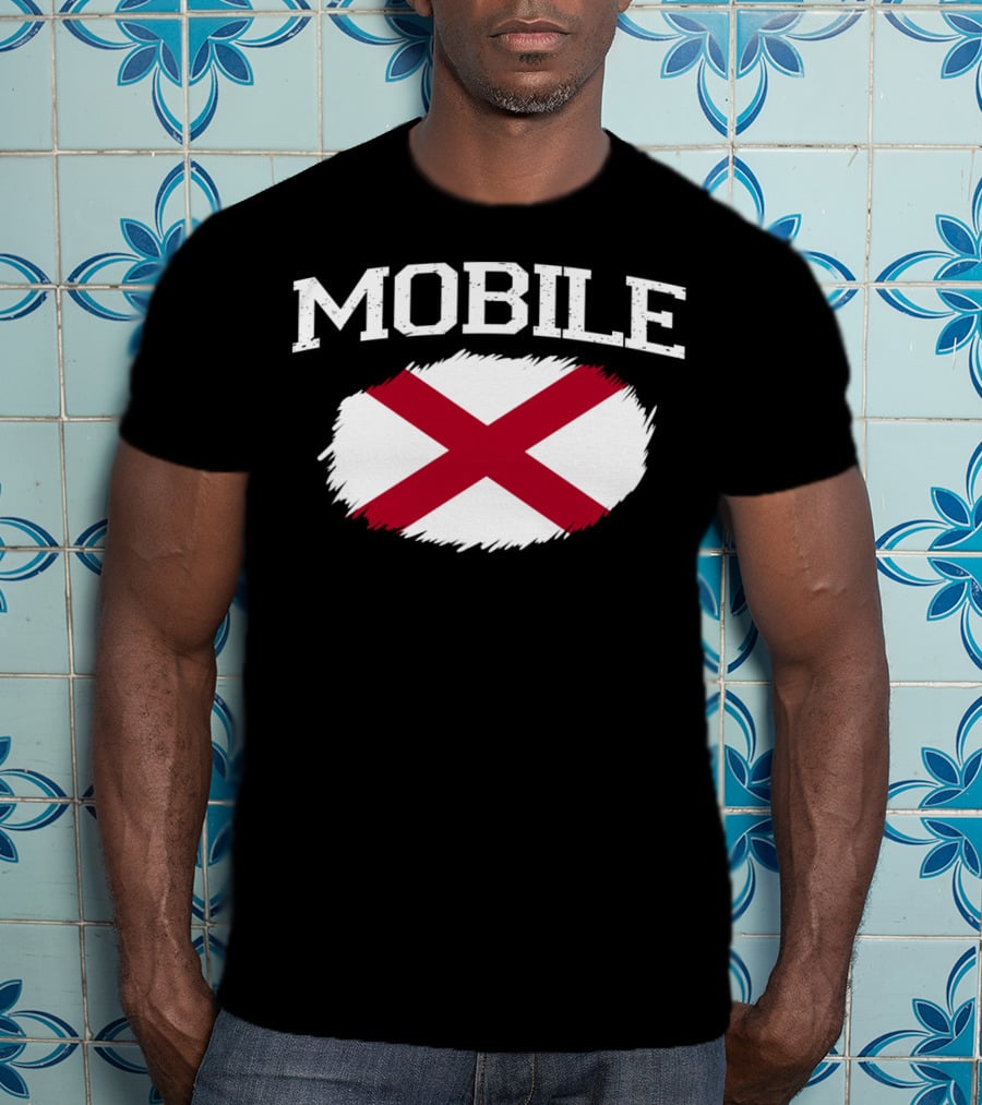 Mobile Alabama Flag Vintage USA Sports T-Shirt