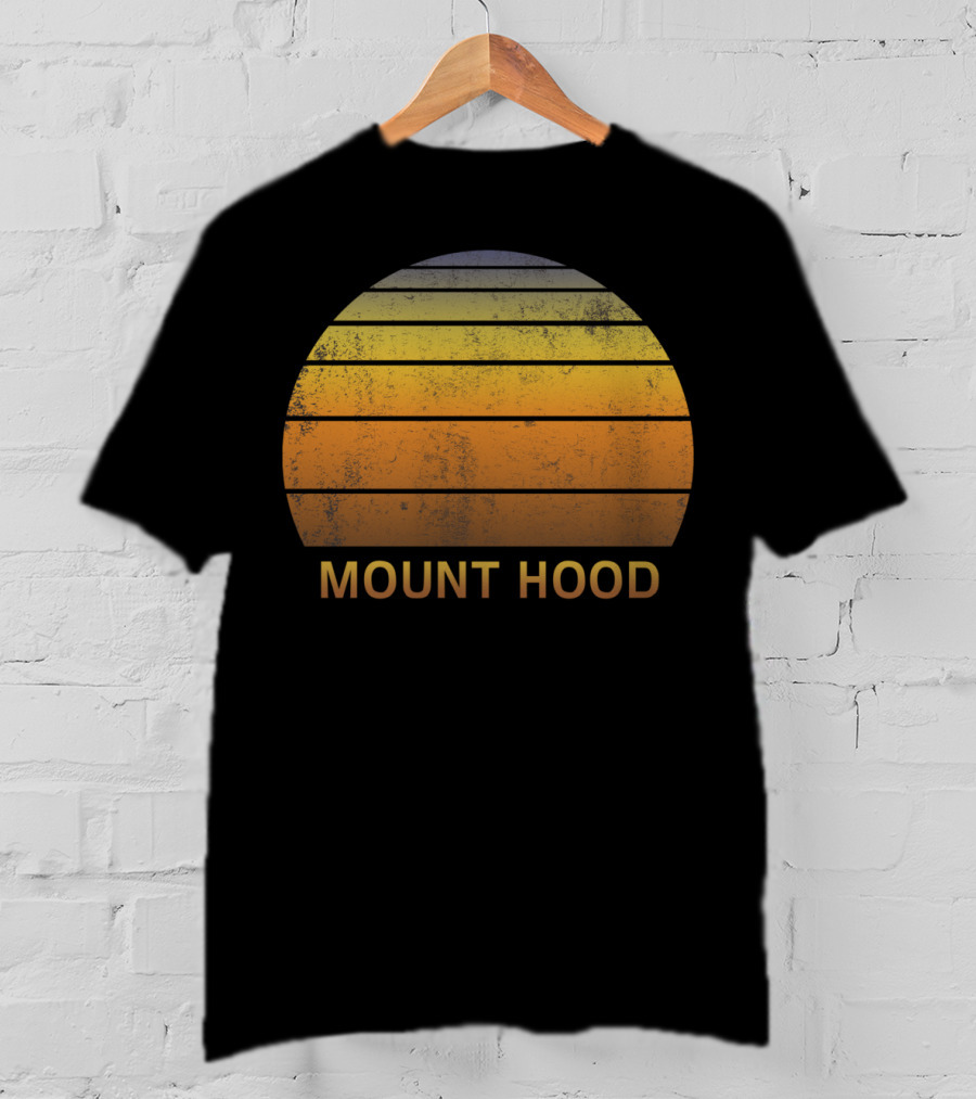 Mount Hood Oregon Vintage Sunset Stripes T-Shirt