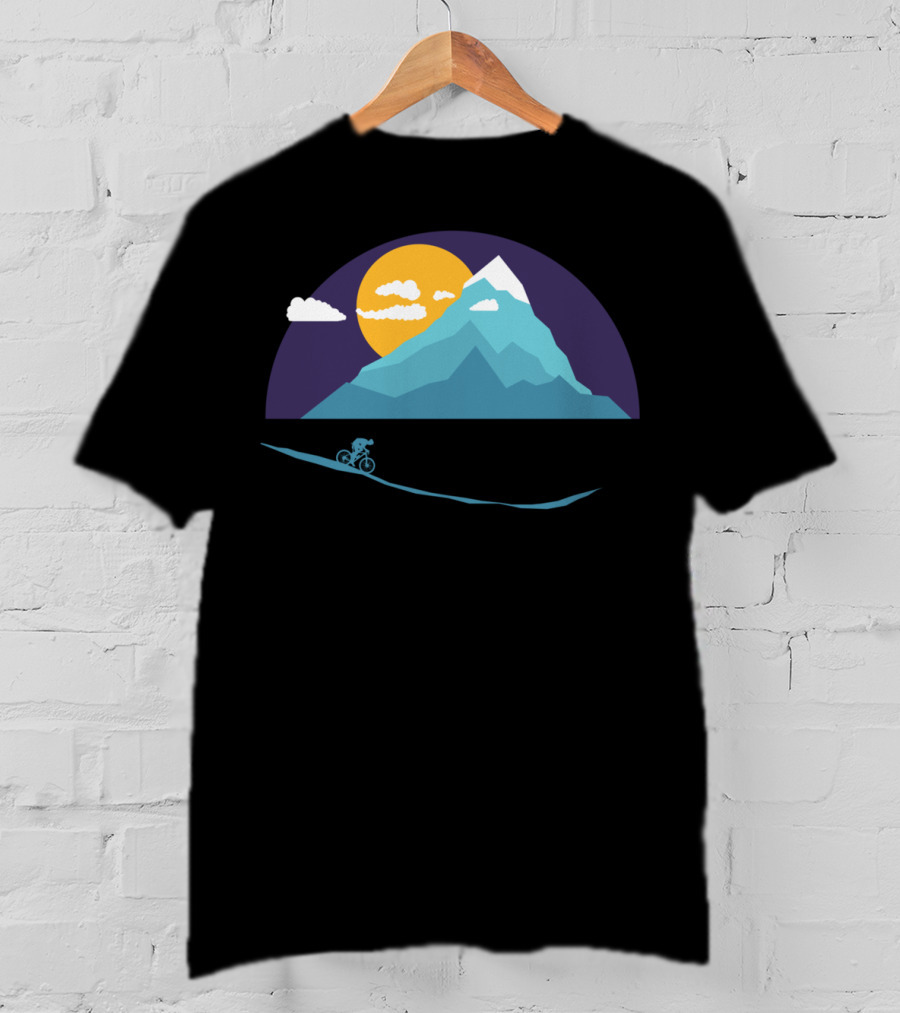 Mountainbiker Scenic Landscape Adventure With Sun And Clouds T-Shirt