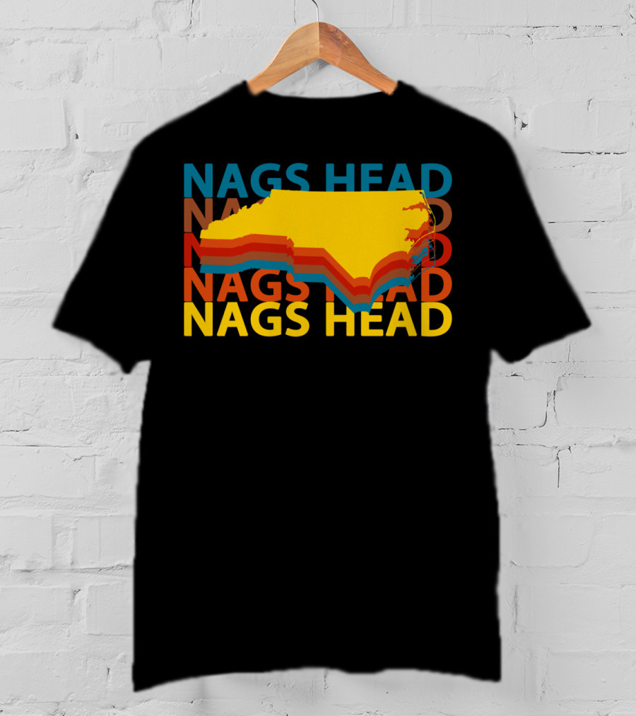 Nags Head North Carolina Outer Banks Vintage Layered Map T-Shirt