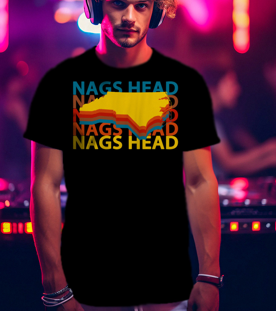 Nags Head North Carolina Outer Banks Vintage Layered Map T-Shirt