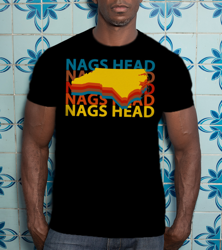 Nags Head North Carolina Outer Banks Vintage Layered Map T-Shirt