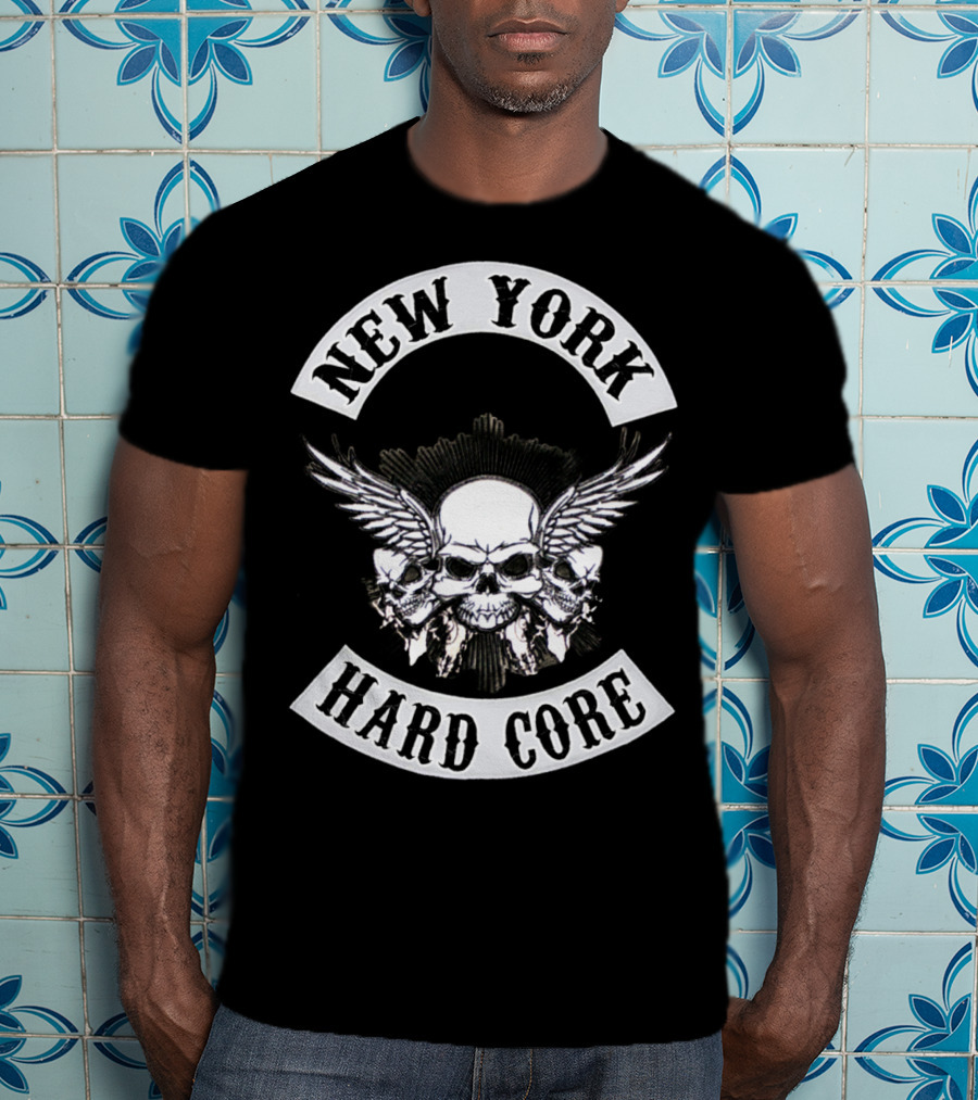 New York Hard Core Skull Wings Nyhc Usa Straight Edge T-Shirt