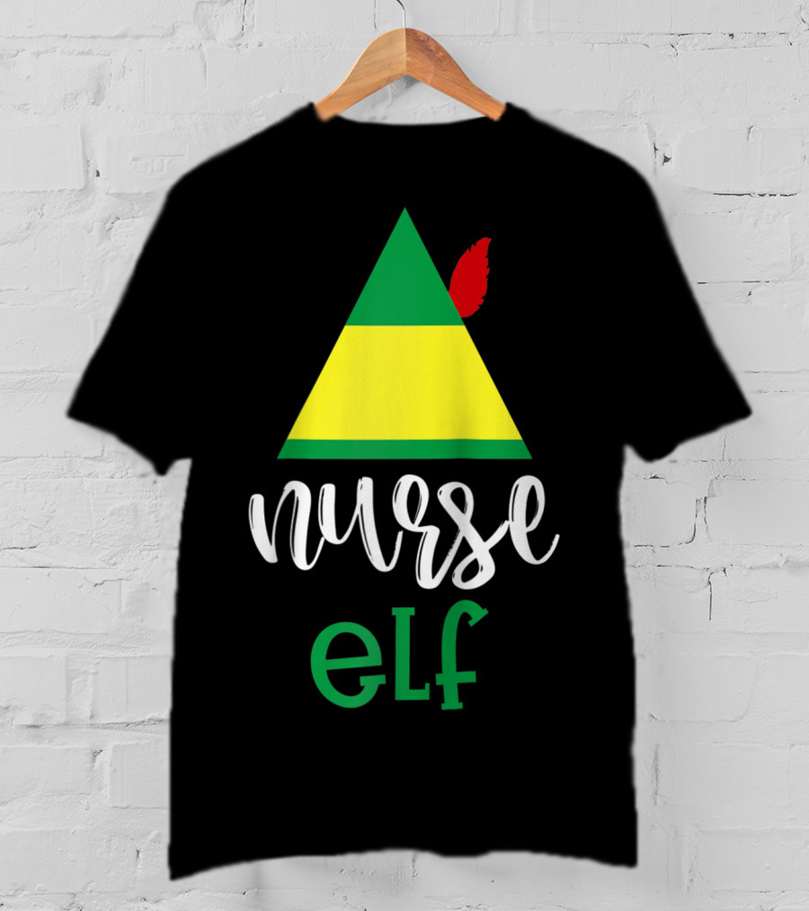 Nurse Elf Funny Christmas Medical Rn Lpn Holiday Humor T-Shirt
